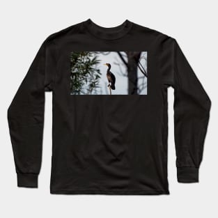 Double-crested Cormorant Perched On a Tree Branch Long Sleeve T-Shirt